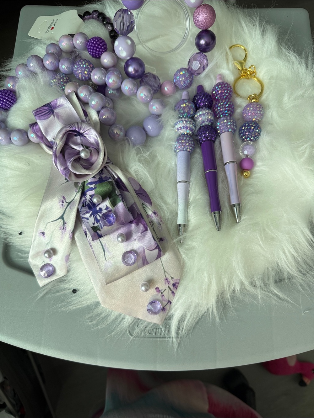 Purple Beaded Pen & Scarf Gift Set
